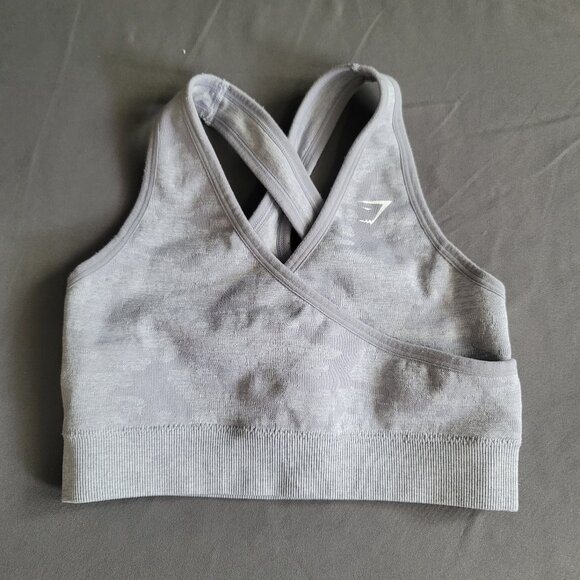 Gymshark Sports Bra Womens XS Grey Racerback Fitted Medium-High Support Athletic - Picture 3 of 8